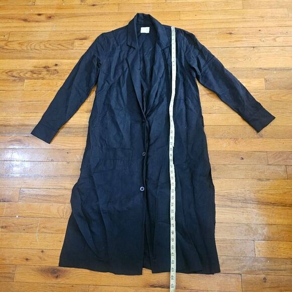 First Rite Linen Black Cardigan Pockets Button Front - Picture 5 of 10